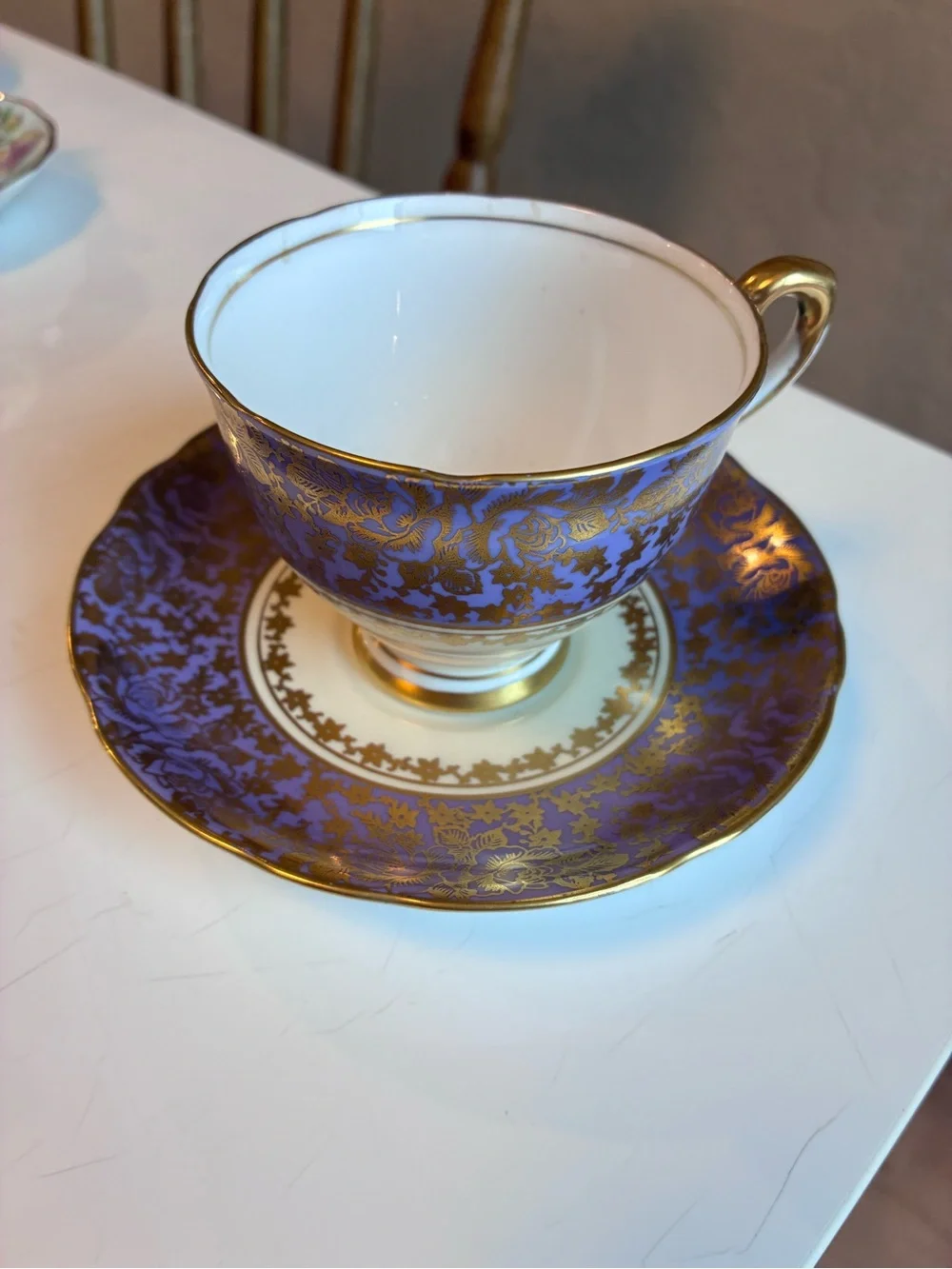 Royal stafford Purple and Gold Porcelain Teacup & Saucer